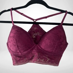 Victoria's Secret Women Floral Lace Burgundy Bralette Intimate, Medium M
